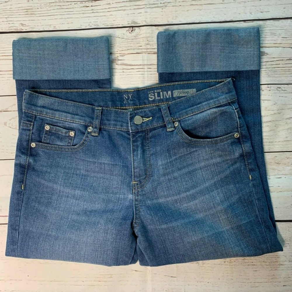 NYC Capri Womens 6 Blue Crop Slim Low Rise Denim